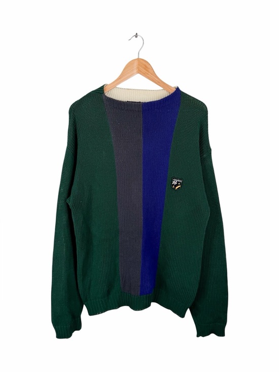 Nautica Other - Nautica Men’s Large Colorblock Chunky Knit Sweater Crest Logo Preppy Vintage 90s